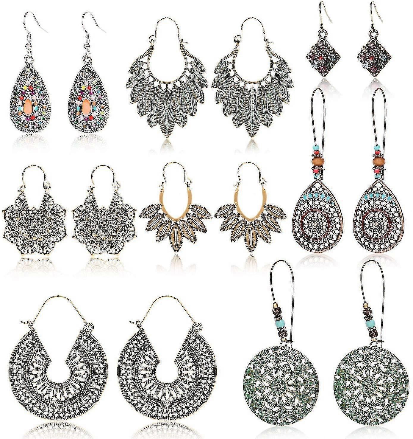 8 Çift Bayan Bohem Vintage Küpe Bayanlar