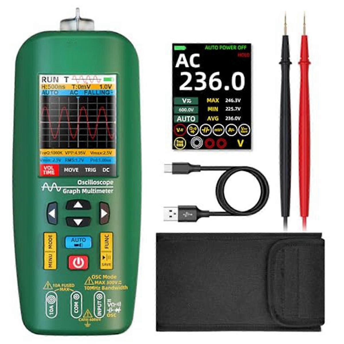 Handheld Digital Oscilloscope Multimeter Tester Rechargeable Waveform Generator Graph Scope Meter,f