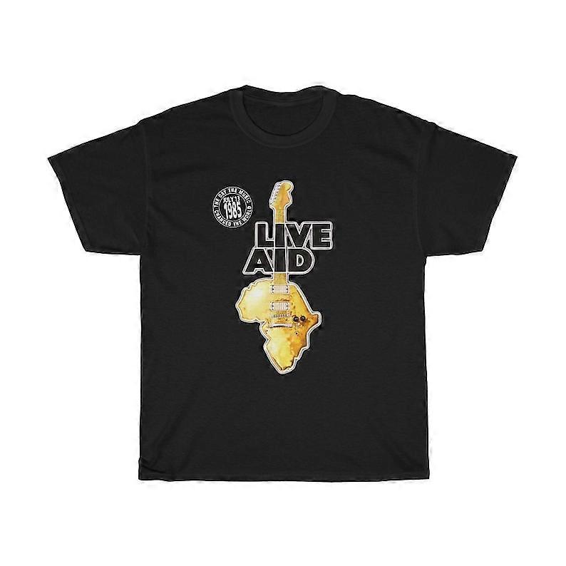 Live Aid 1985 Band Aid Festival Music for The World Black T-Shirt