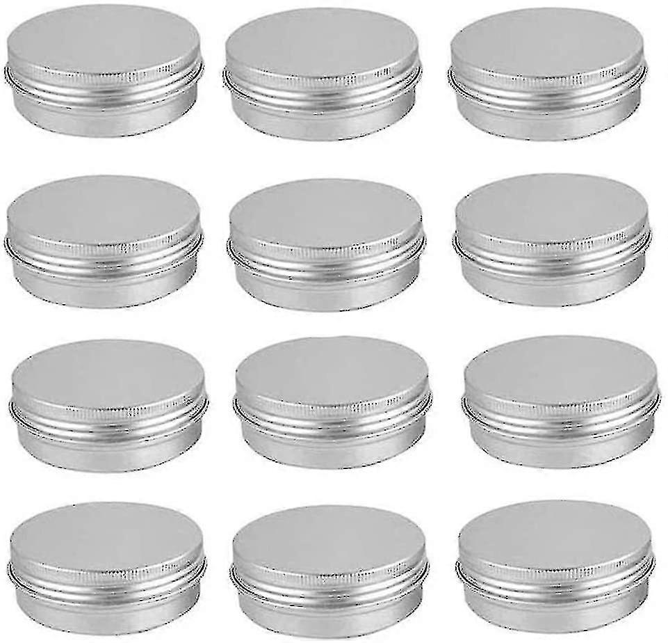 12 Pcs Of 2 Oz, 60 Ml Gram Jar Cosmetic Sample Silver Aluminum Tins Empty Slip