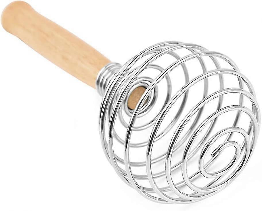 Manual Egg Beater, Stainless Steel Wire Hand Mixer Egg Whisk With Comfortable Wooden Handle, Diy Handheld Milk Frother