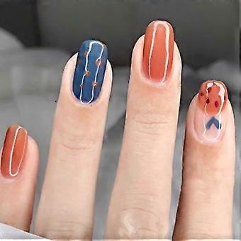 French Tips Press On Nails Short Cute Fake Nails Acrylic Square False Nails Tips For Women And Girls 24pcs (square1)