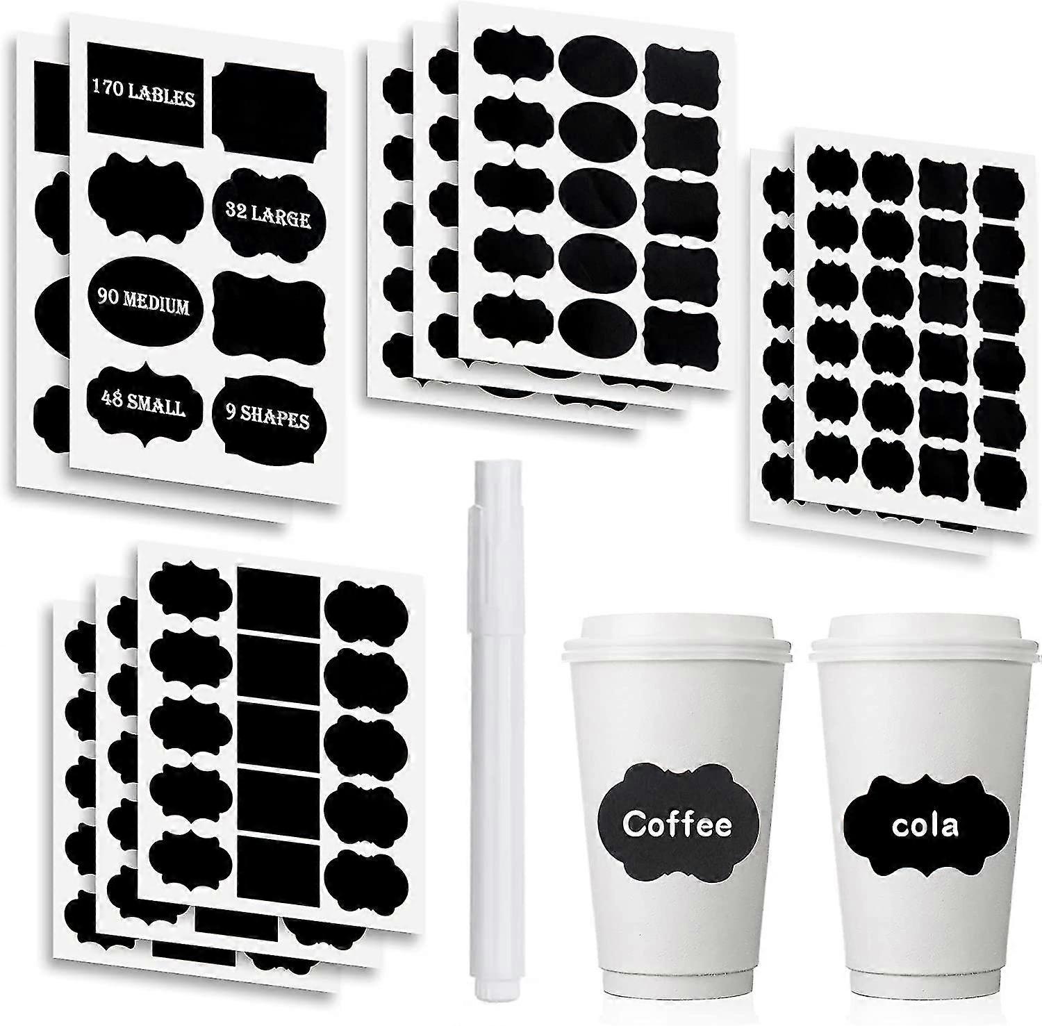170 Premium Chalkboard Labels Bulk 3 Sizes Reusable Waterproof Chalk Label For Storage Bin, Labels For Food Container, Jars, Containers