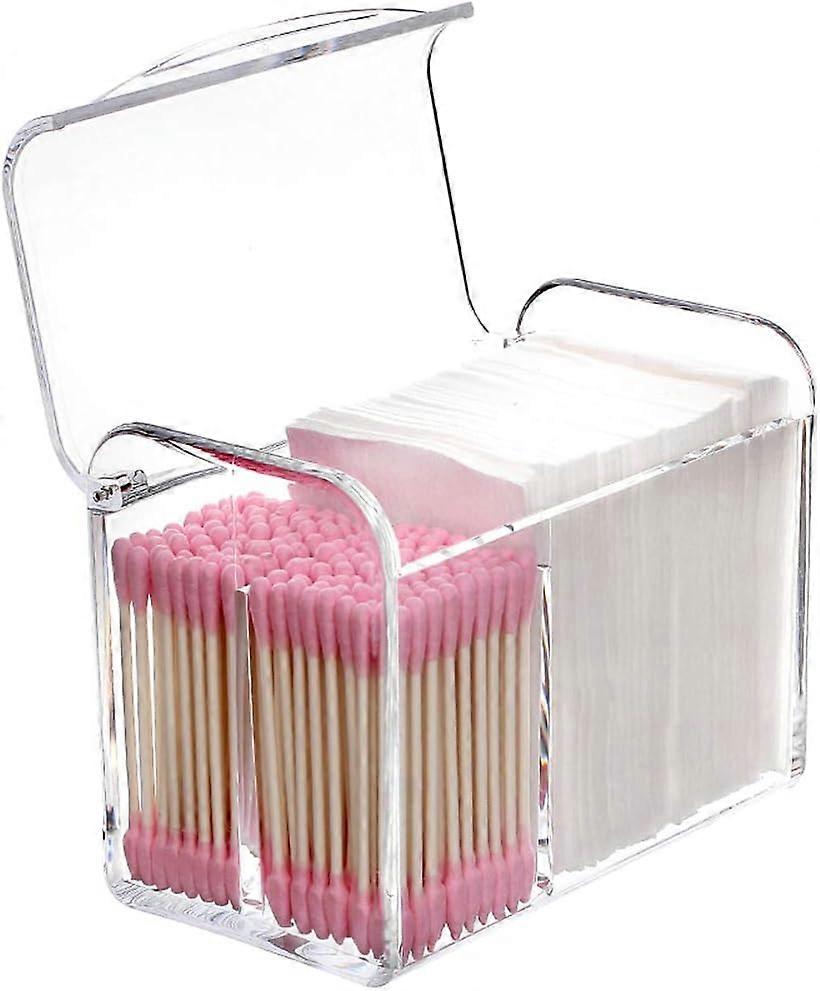Qtip Holder Dispenser for Cotton Ball, Cotton Swab, Cotton Round Pads, Floss,3 Compartment Plastic Apothecary Jars,Bathroom Organization and Storage