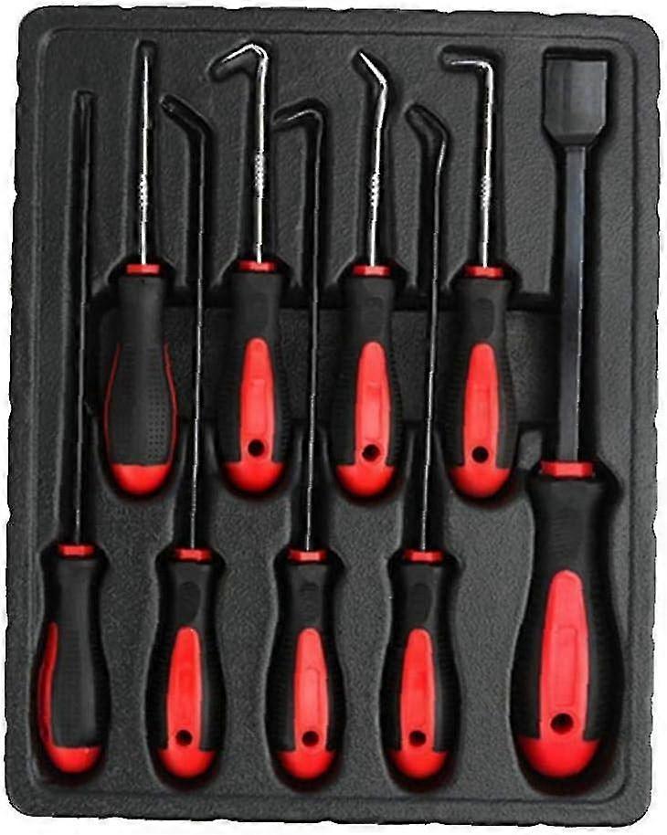 油封拆卸工具汽车O型环拔出器撬钩刮刀密封垫圈拆卸套件工艺手工具黑色&红色9pcs