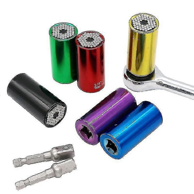 Color Socket Head 7-19mm Magic Socket Ratchet Socket Wrench Hand Drill Socket Chrome Vanadium Steel Silver Socket 1pcs