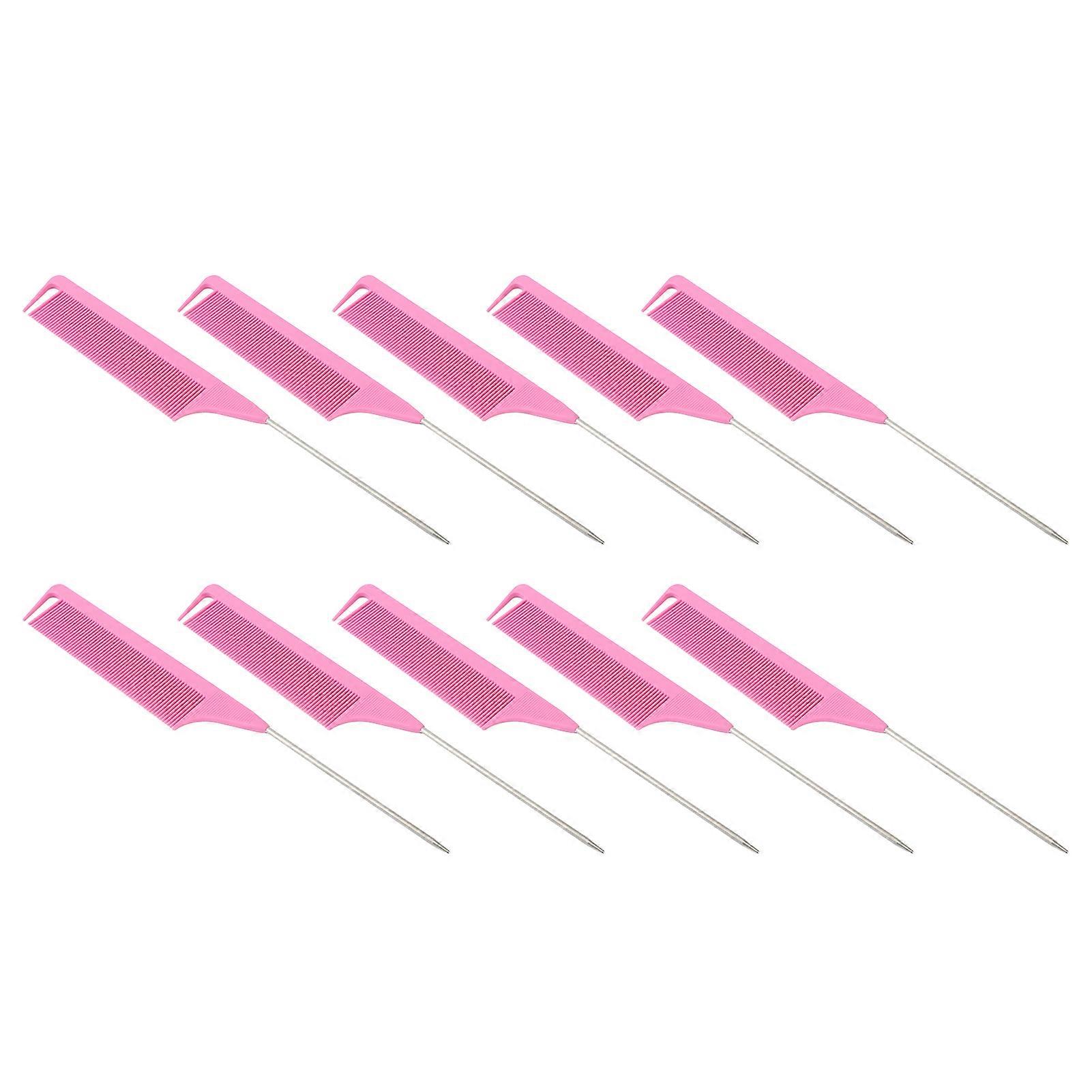 10pcs Rat Tail Combs Fine Teeth Prevent Static Smoothing Handle Pointed Hair Parting Combs