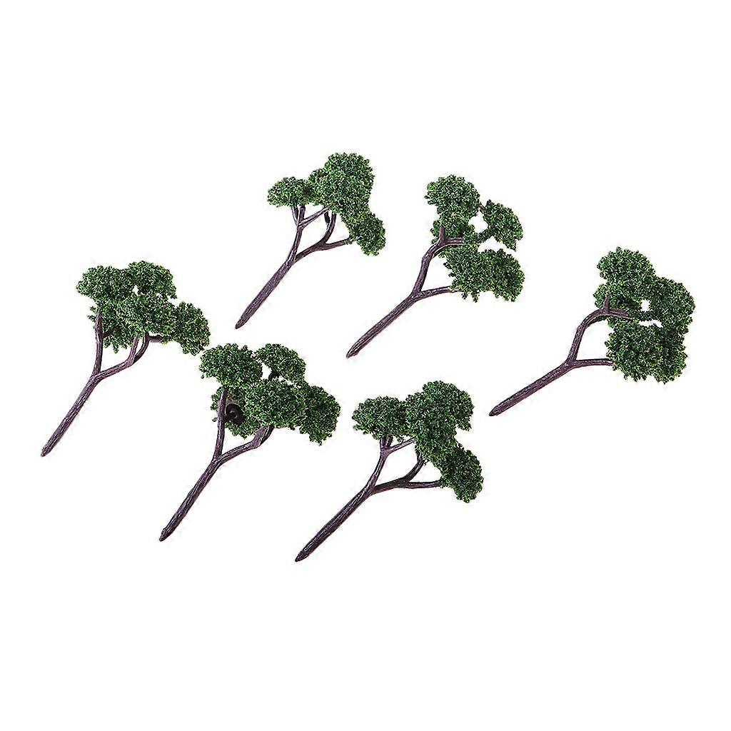 6 Pieces Podocarpus Trees Model Train Railway Layout Trees Dark Green 6.5cm