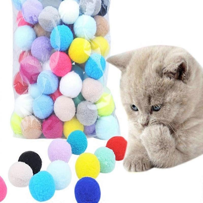 10/20/30Pcs Cat Toys Stretch Plush Ball 0.98in Cat Toy Ball Creative Colorful Interactive Cat Pom Pom Cat Chew Toy Training Ball