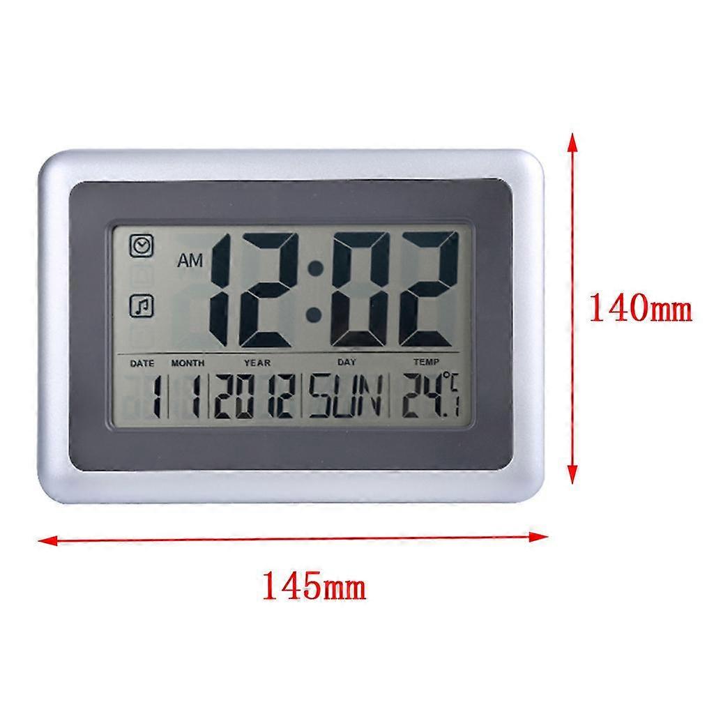 LCD Digital Table Alarm Clock Wall Clock with Time Date Display Temperature Calendar