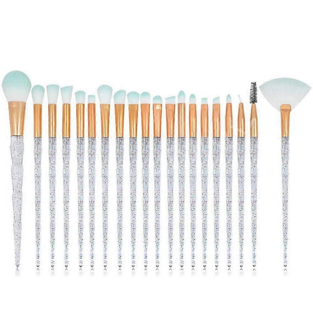 20pcs Makeup Brushes with Glitter Transparent Handle