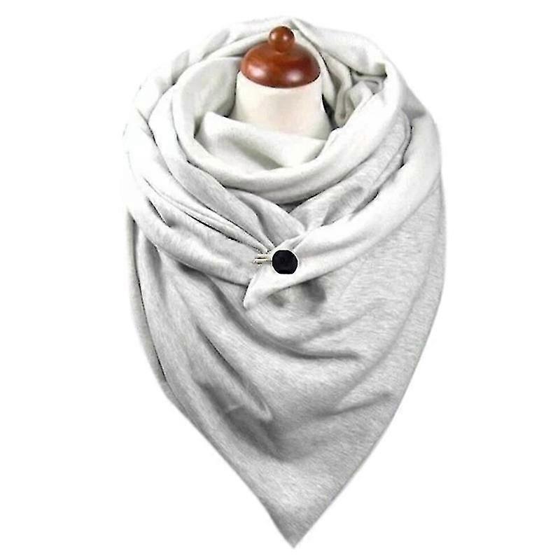 Winter Solid Color Triangle Scarf With Button Thicken Warm Shawl Wrap Blanket