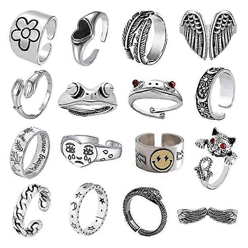 Retro Combination Ring Set Animal Frog Snake Eagle Claw Winding Adjustable Ring