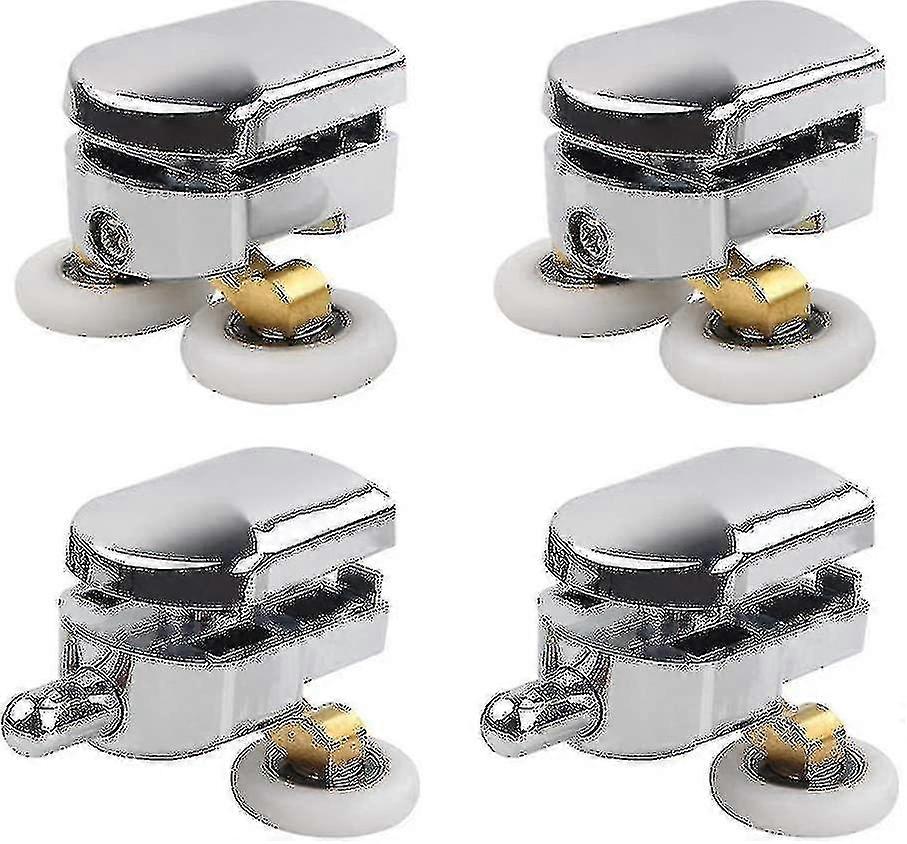 Shower Door Roller, 4 Double Rollers For Shower Door Sliding Rollers Door Replacement Wheel