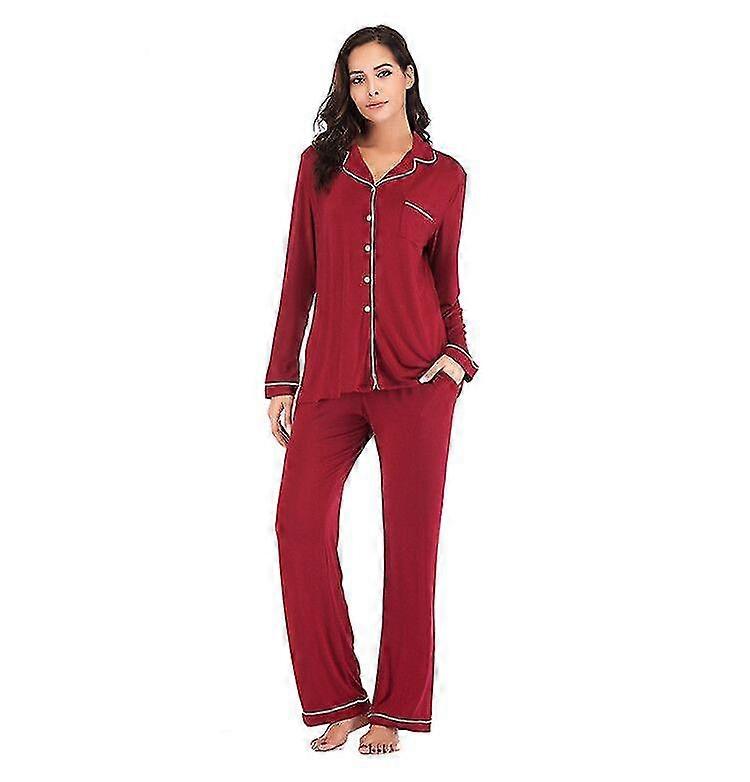 Super soft long-sleeved top with pants women's pajama set