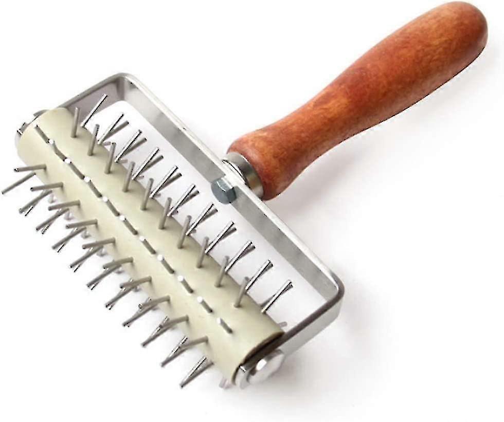 Yaju Stainless Steel Pizza Dough Stainless Steel Needle Roller Pizza Puncher Pizza Bread Pin Puncher Pizza Wheelbrown Sliver Color1pcs) Hao