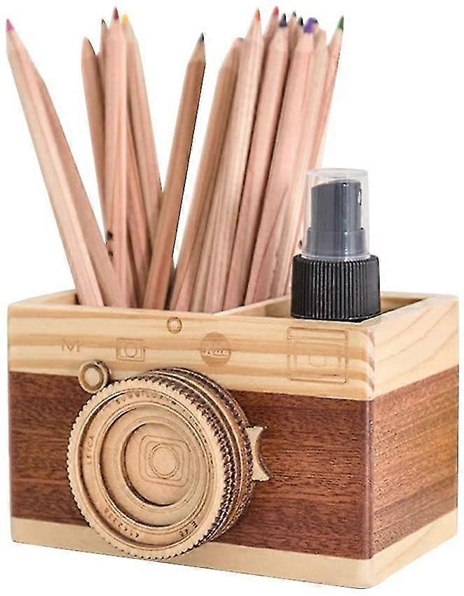 Desk Accessories Old Fashioned Wooden Pencil Case Vintage Pen