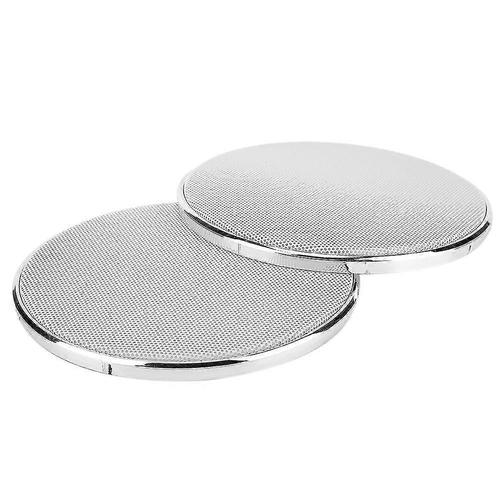 5in Plastic Frame White Mesh Car Audio Speaker Grill Guard Protector Cover(2pcs)