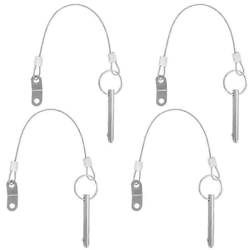 Pack of 4 Quick Release Pins, Top Pin Diameter 6mm, Total Length 50mm, with Stainless Steel Cords