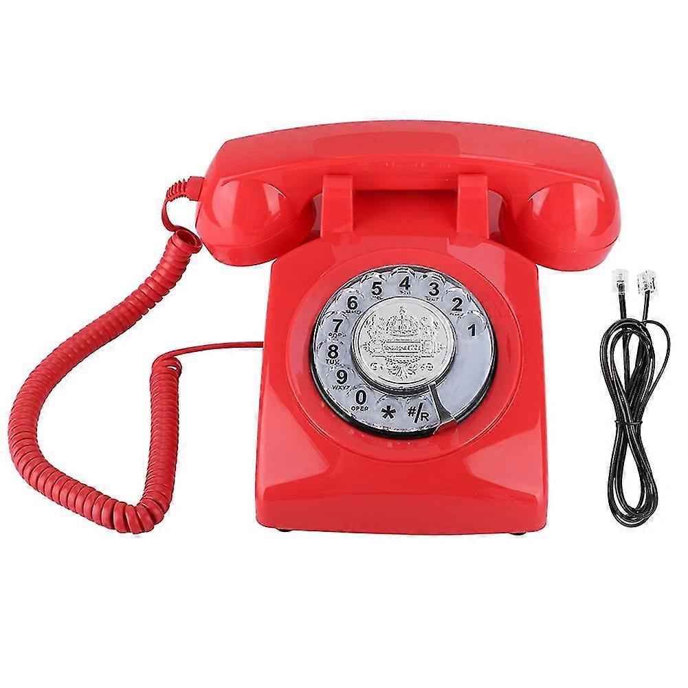 Red Vintage Retro Rotary Dial Landline Desk Phone