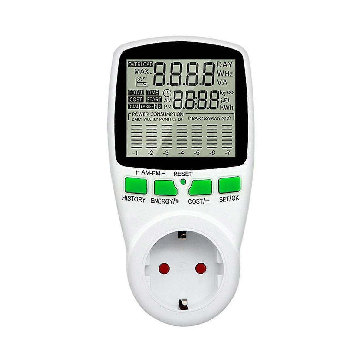 Digital LCD Energy Meter Wattmeter Wattage Electricity Kwh Power Meter Measuring Measuring Outlet Power Analyzer EU Plug