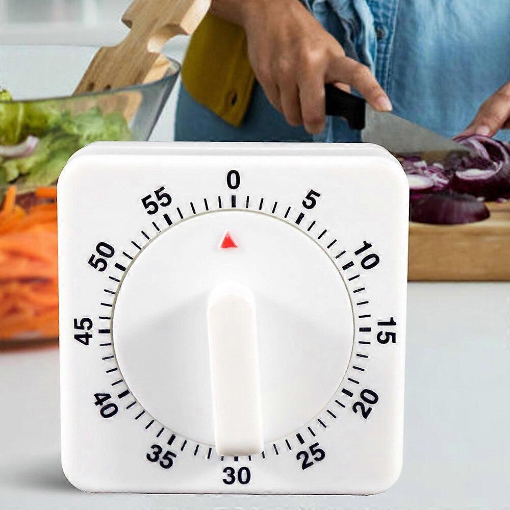 60-minute Classic Small Square Mini Kitchen Timer Mechanical Battery-free Countdown Timer for Cooking Frying Strong Remider