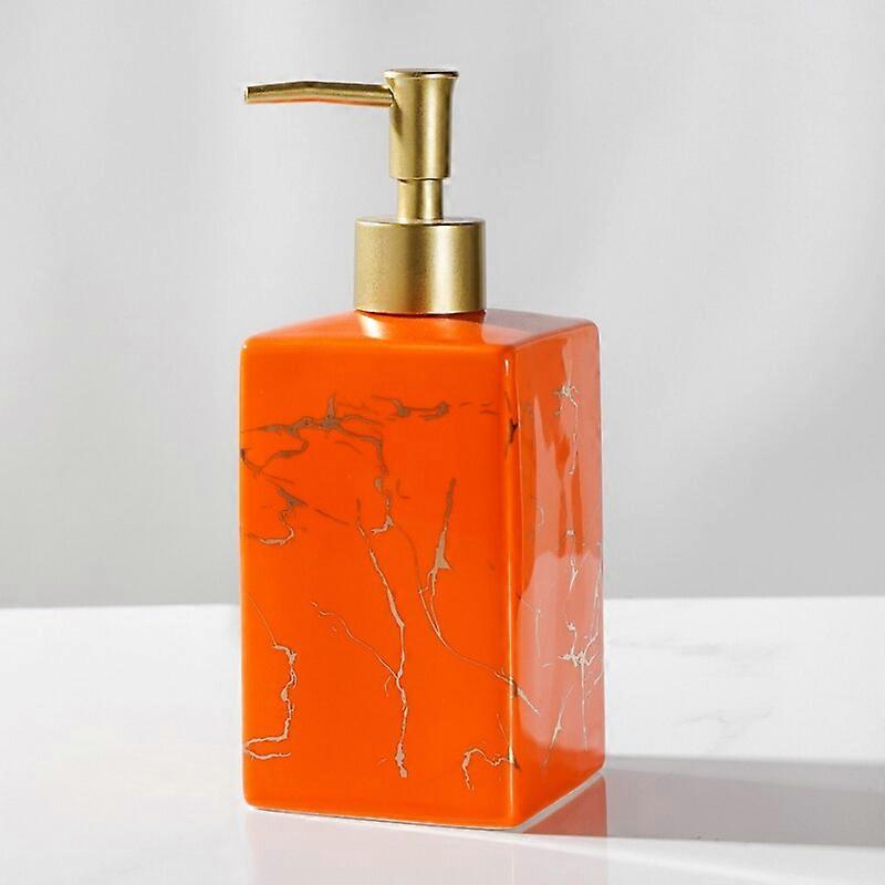 Flüssigseifenspender marmorierte Keramik manuelle Seifenspender Lotion Shampoo-Flasche Aromatherapie-Flasche Badzubehör L-orange