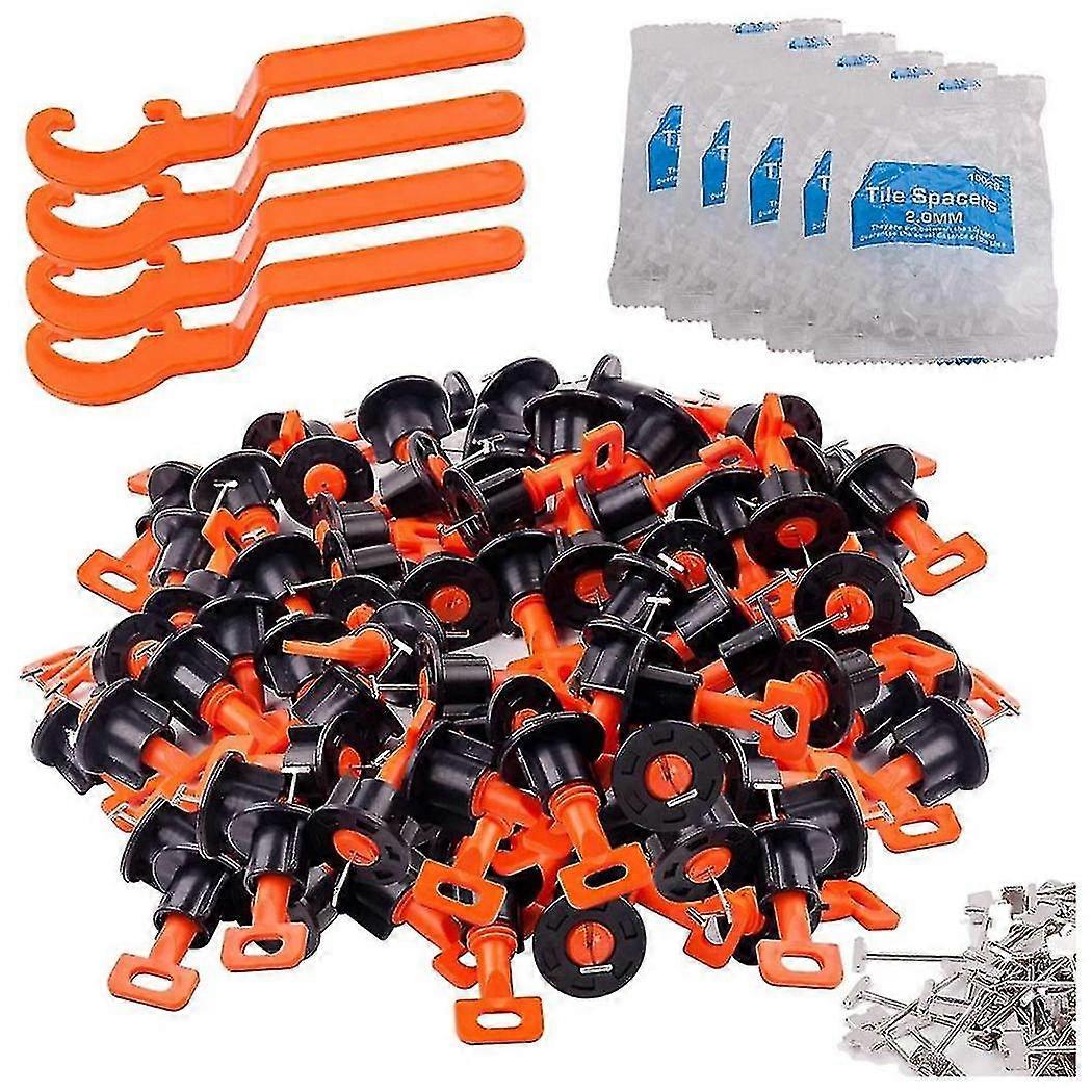 Tile Leveling Kit With 100pcs Leveler &4 Wrenches &500pcs 2mm Spacers