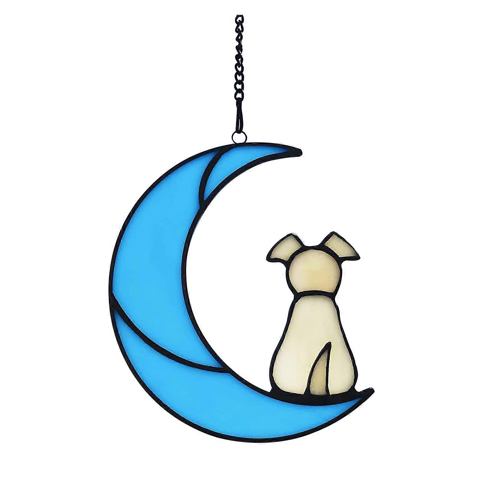 Perda de Cão Presente de Simpatia, Vitrais Lua Presentes Memorial Presentes para Pet Perda Presentes