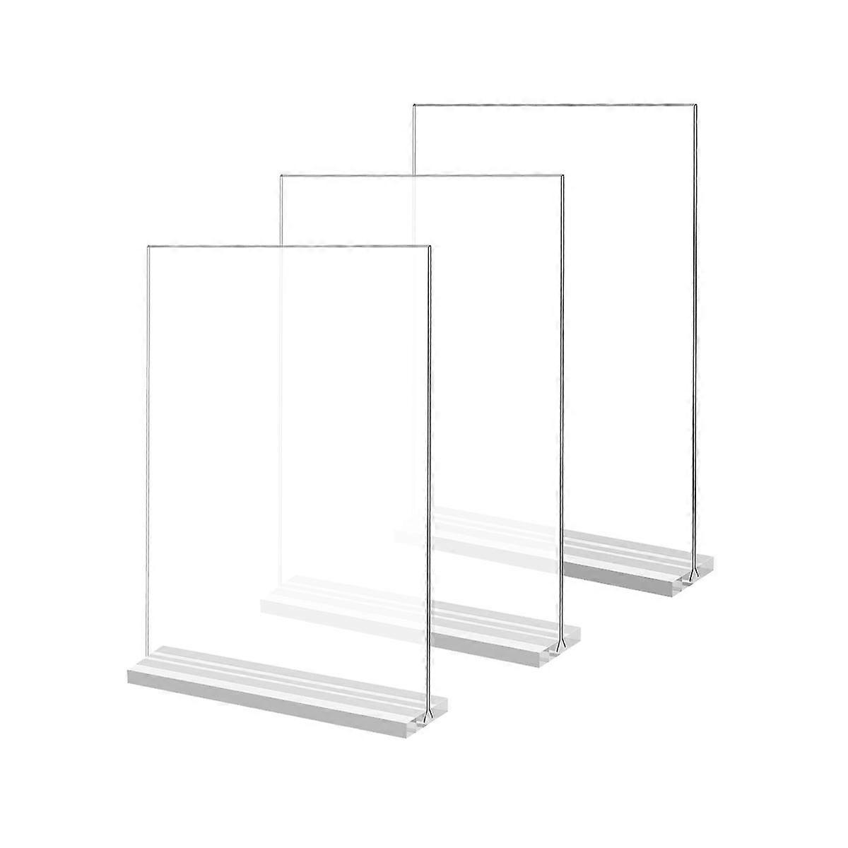 3Pack 21X29.7CM حامل علامة الاكريليك ، حامل عرض عمودي على الوجهين ، للمطاعم ، المكتب ، المتجر