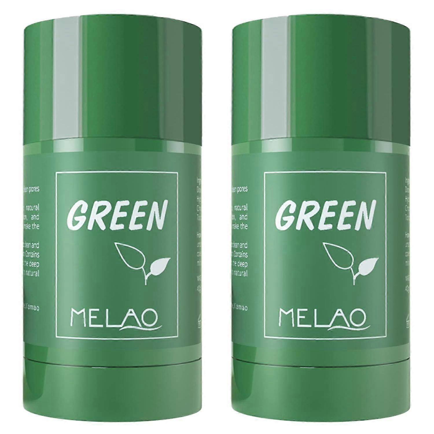 2pcs Green Tea Mask Stick, Poreless Deep Cleanse Green Clay Mask For Face, Face Cleaner Blackhead Remover, Deep Pore Cleansing