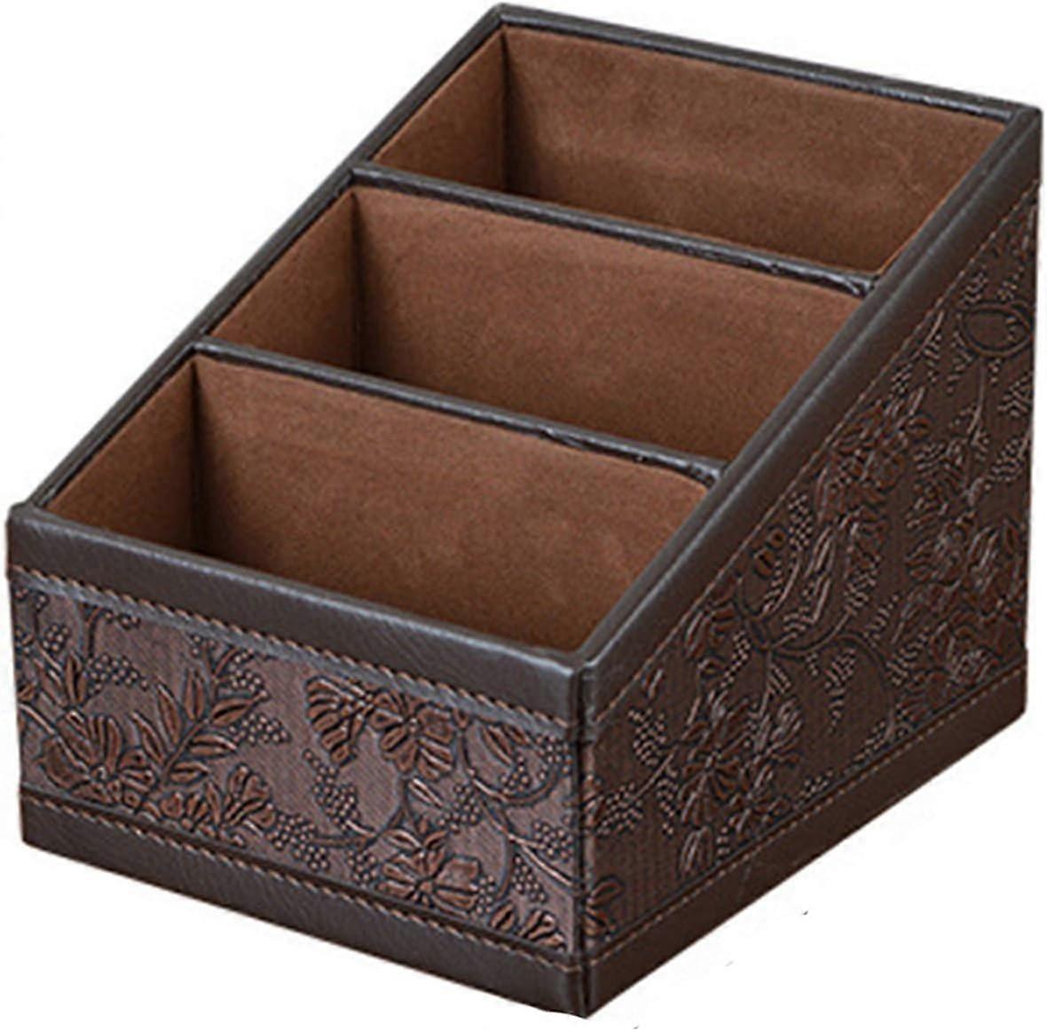 Growment retro storage box made of PU leather for cosmetics, remote control, telephone, table, organizer for home and office