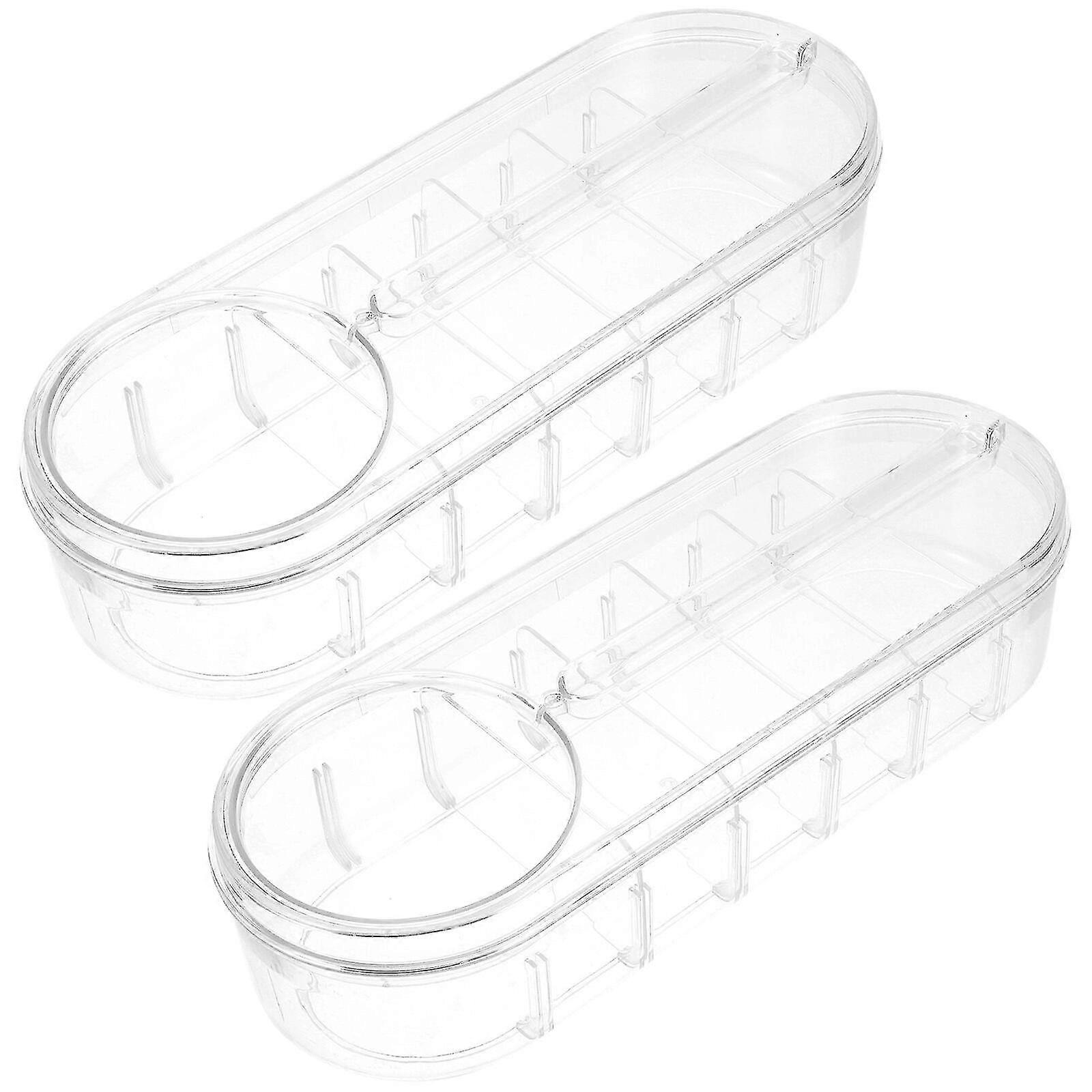 2pcs Desktop Cable Classified Box Multi-grid Usb Cable Storage Case Clear Cellphone Charger Box