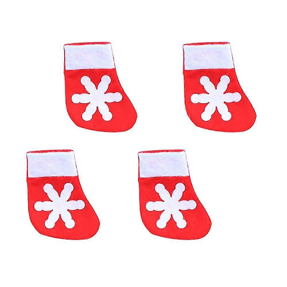 4Pcs Christmas Tableware Case Silverware Holder Pocket Stocking Dinner Decor
