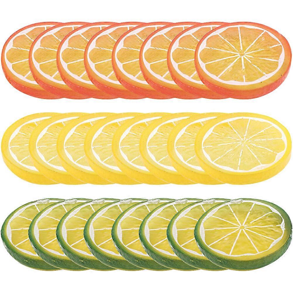 24pcs Artificial Fake Lemon Slices Prop Dining Table Decorative Fruit Model Photo Prop