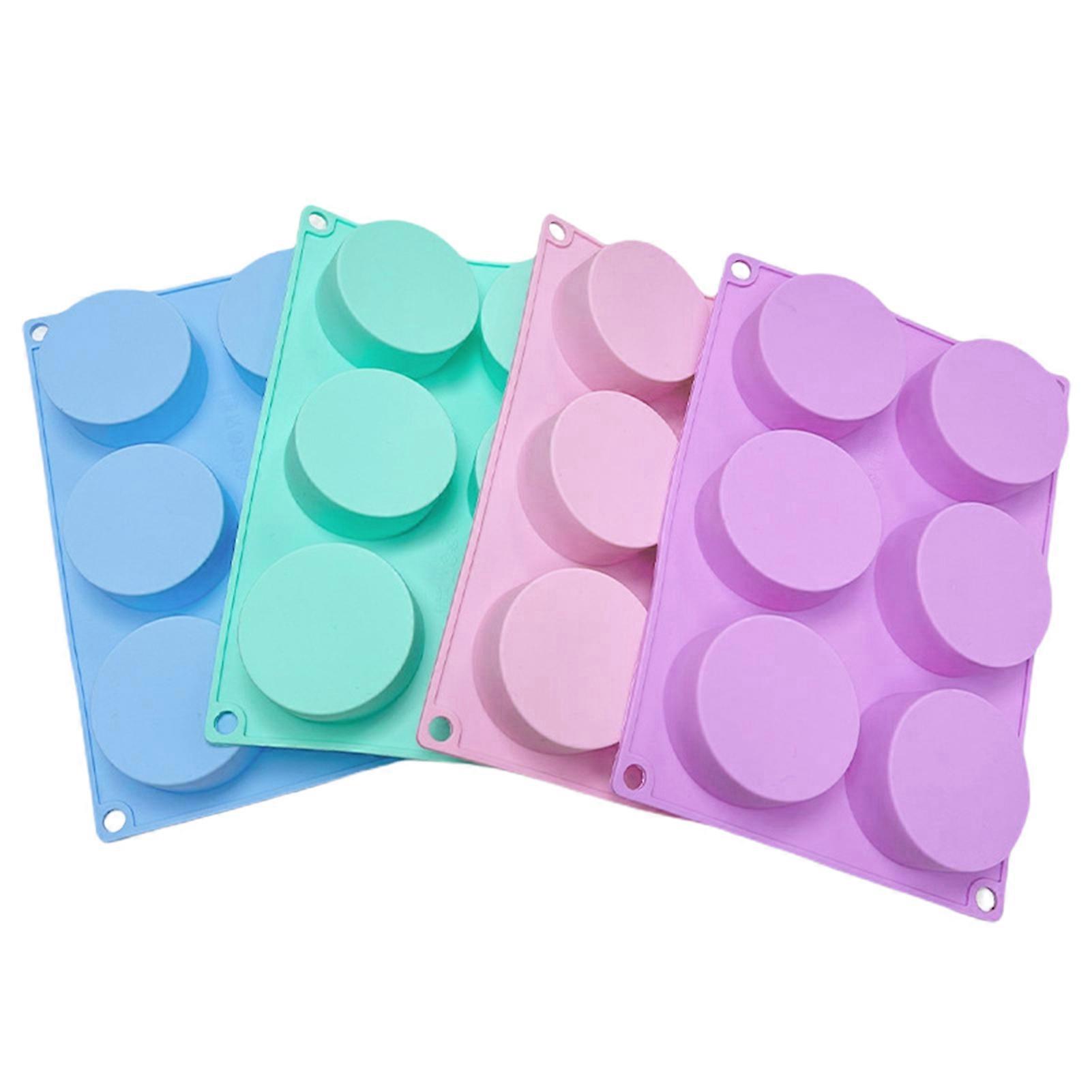 4Pcs Silicone Cake Mould Round Cylinder 6 Holes Handmade Soap Mould High Temperature Resistant DIY Baking Moulds Jikaixiang