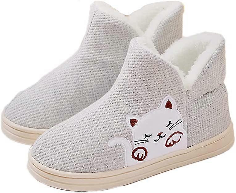 Dam/Stora Flickor Söt Katt Mjuk Fleece Vinter Stövlar Skor Varm Fluffigt Foder Inomhus Utomhus Tofflor (D-4-0)