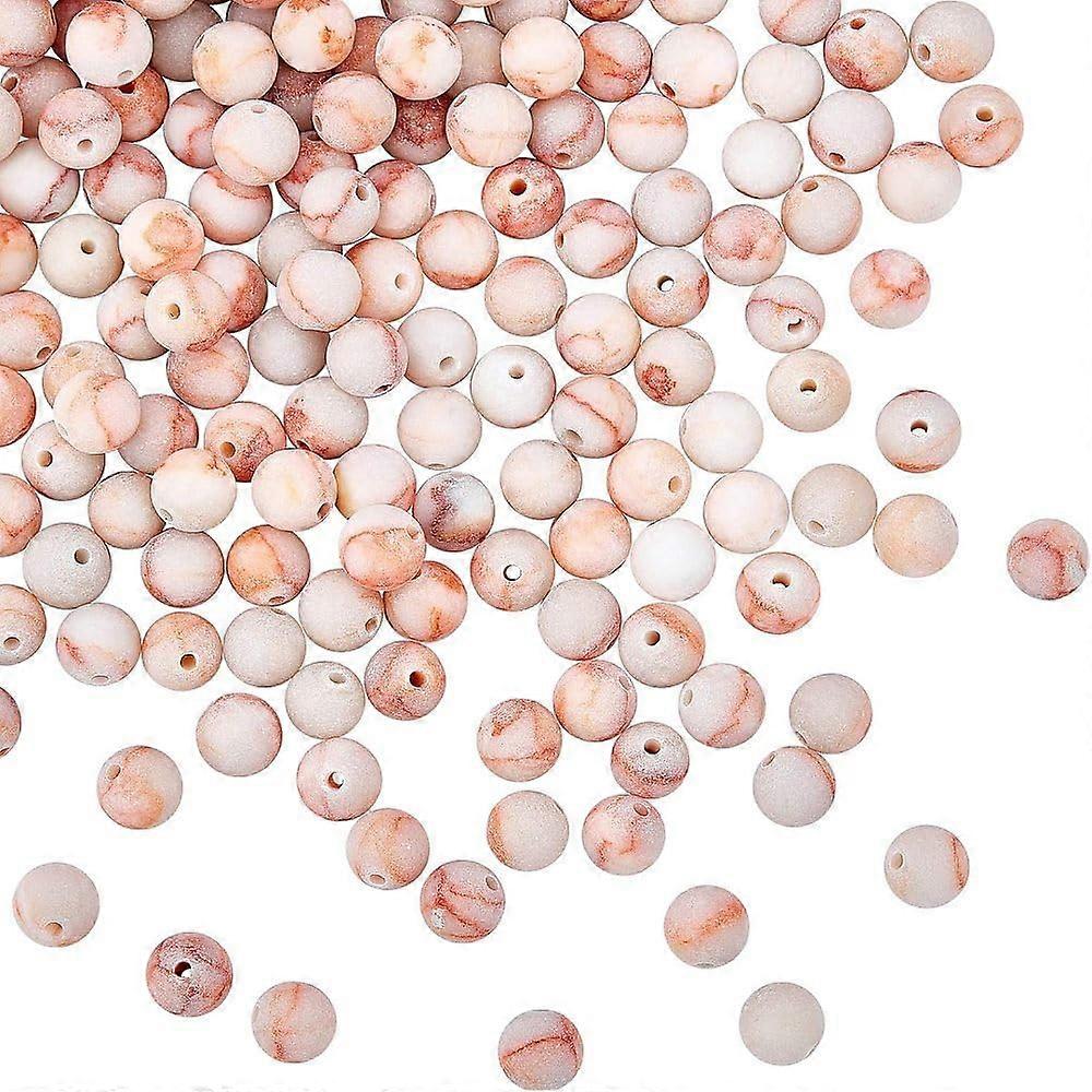 DIY 189pcs 6mm Natural Netstone Beads Frosted Netstone Jasper Beads Round Loose Gemstone Beads Energy Stone for Bracelet Necklace Jewelry Making DIY