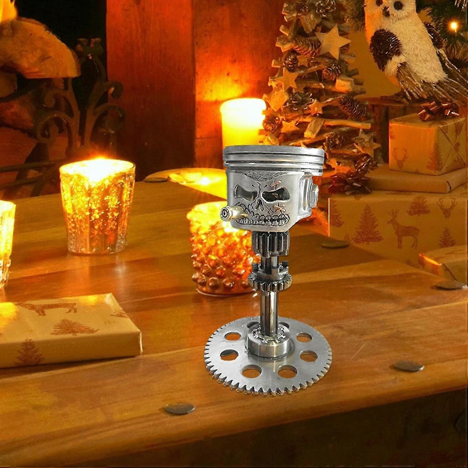 Kolben-Schädel Skulptur Aus Harz - Realistische Tischdekoration Mit Metall-Optik (14cm)
