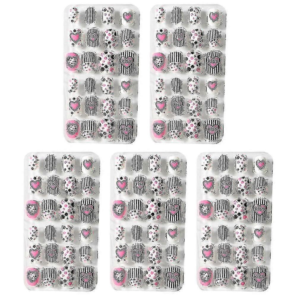 キッズプレスネイルキッズフェイクネイル人工ネイルチップガールズフルカバレッジショートフェイクネイルネイルアートデコレーション - Snngv