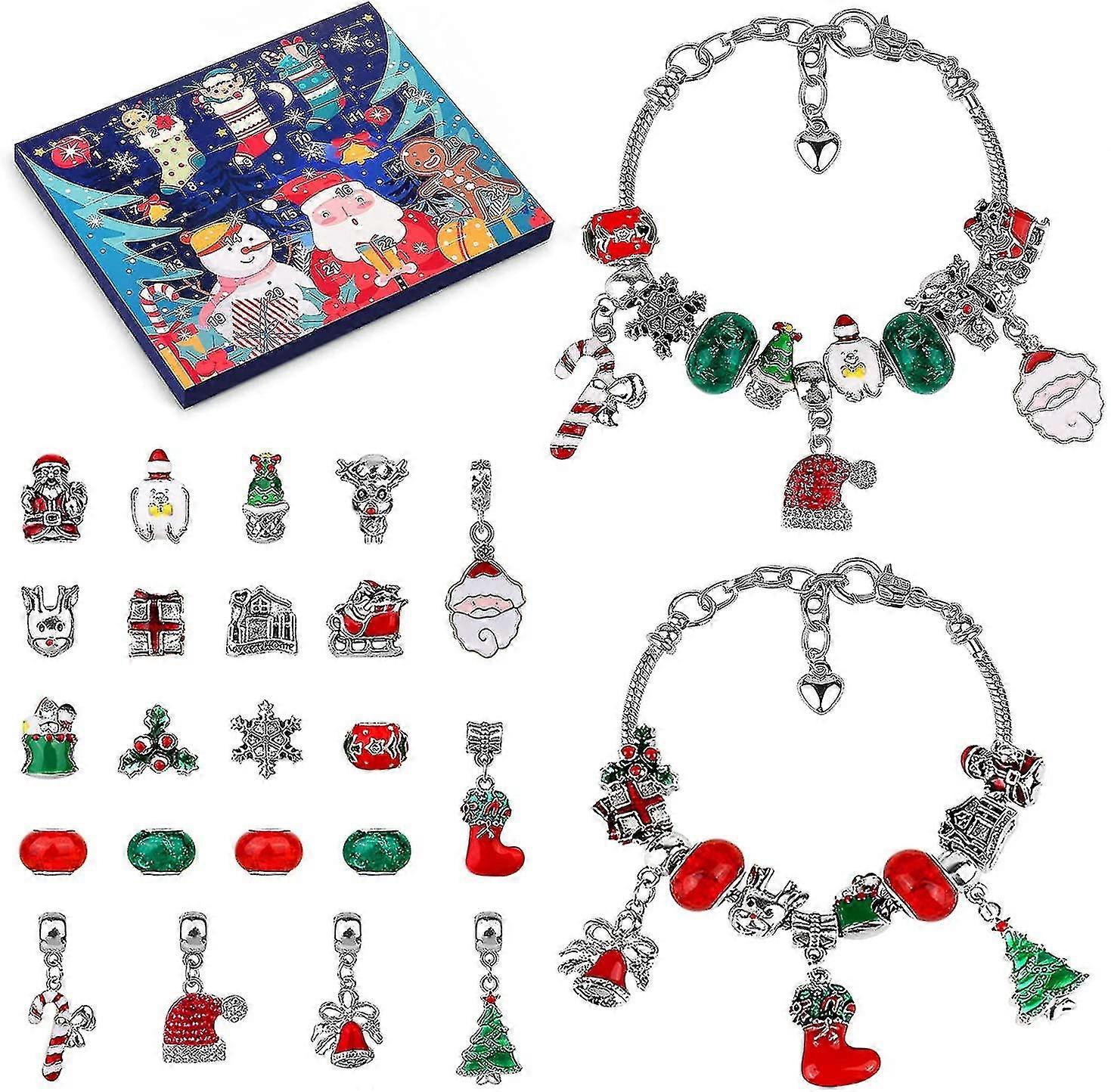 Christmas Advent Calendar 2021 For Girls, 24 Days Countdown Xmas Bracelet Calendars