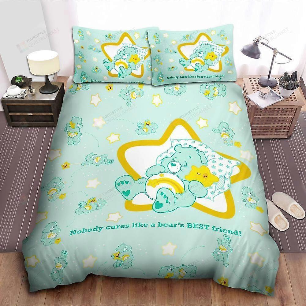 v1804 Lençóis de Cuidados Ursinhos Dormindo Desejo Urso Capa de Edredão Conjunto de Cama Lençóis Macios IU1804