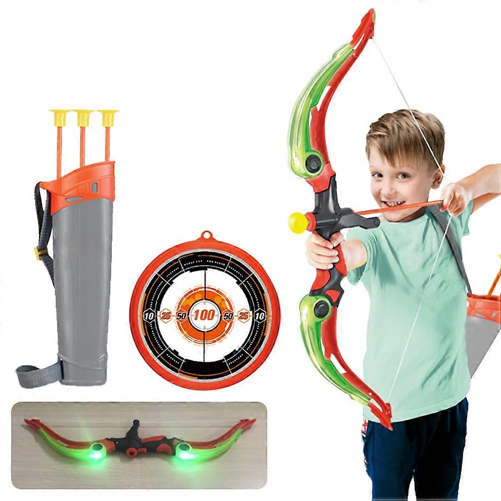 Conjunto de arco e flecha para crianças, incluindo suporte de seta de tábua, ventosa e luzes LED arco para crianças jogo interno e externo
