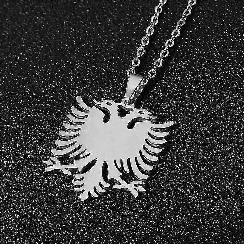 Albanian Eagle Necklace Silver Plated Silver One Size