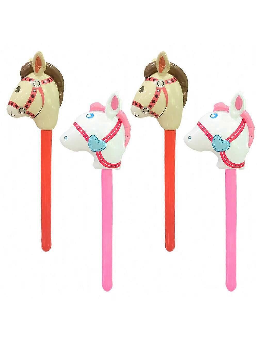 4pcs動物のデザインのインフレータブルスティック玩具、馬の頭の形、クリスマス、ハロウィーン、感謝祭、イースターギフト、Hに適した大人のパーティーゲームが含まれています