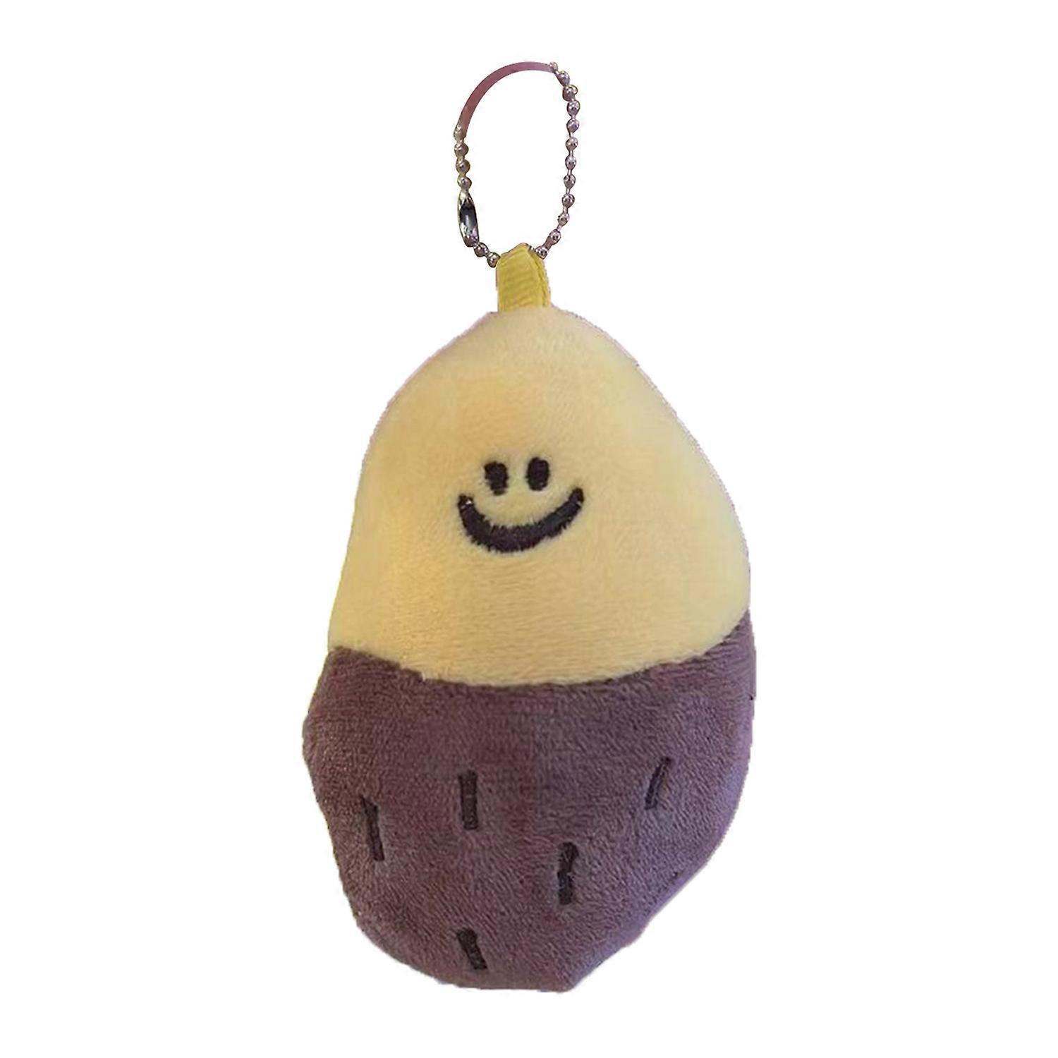 Sweet Potato Shaped Plush Keychain Soft PP Cotton Multifunctional Plush Stuffed Doll Keychain for Ba