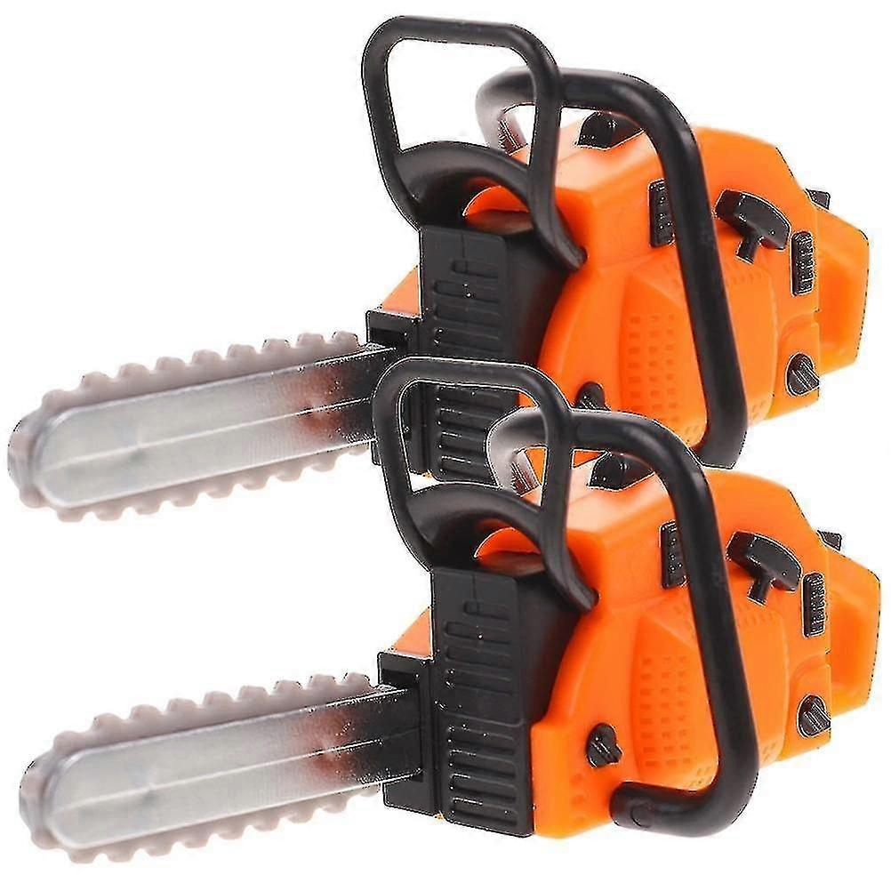 2Pcs Simulated Chainsaw Prop Mini Chainsaw Model Mini House Chainsaw Figurine Mini House Decor -