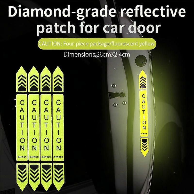 4pcs New Car Safety Warning Reflective Stickers High Brightness Reflector Car Door Opening Safety Warn Mark Sticker Decals