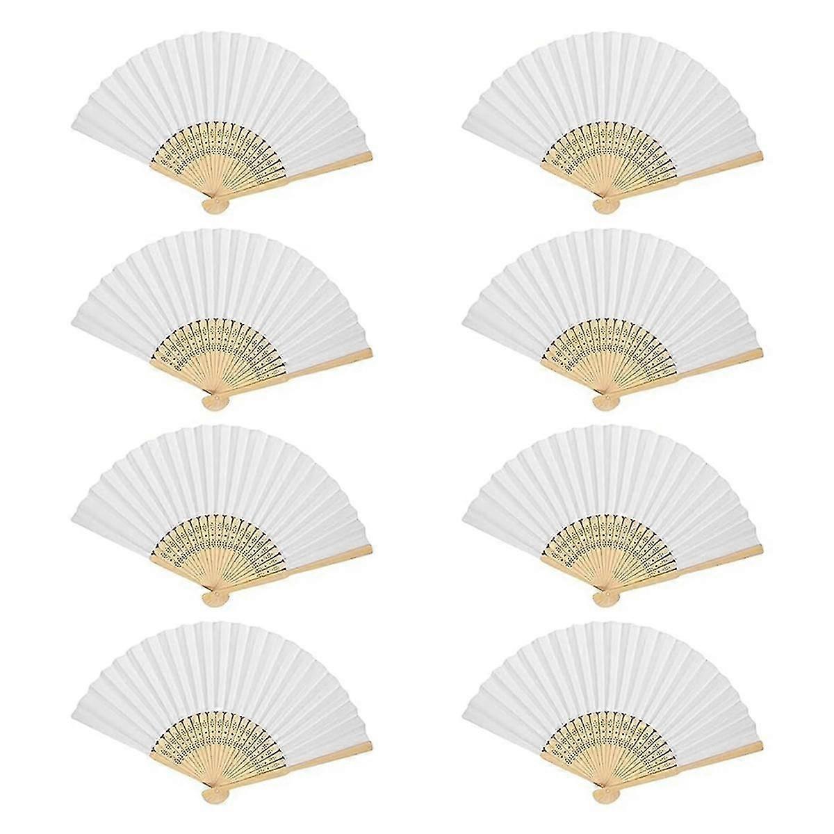 8pcs Diy Paper Folding Fan Bamboo Hand Held Fan Blank For Kids Drawing Handheld Paper Fan Handheld Folded Fan