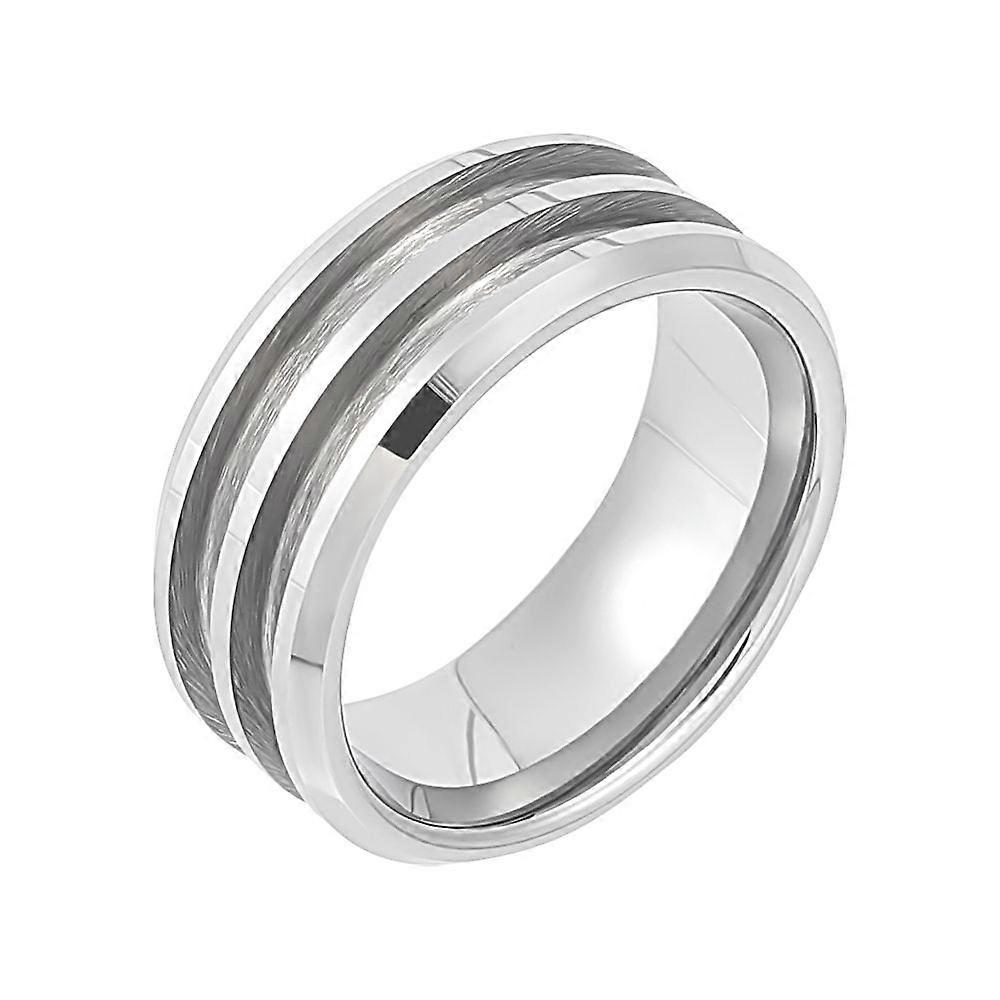 1Pc Tungsten Steel Grooved Finger Ring Settings Ring Core Blank for Inlay Ring Jewelry Making Stainless Steel Color US Size 7(17.3mm)